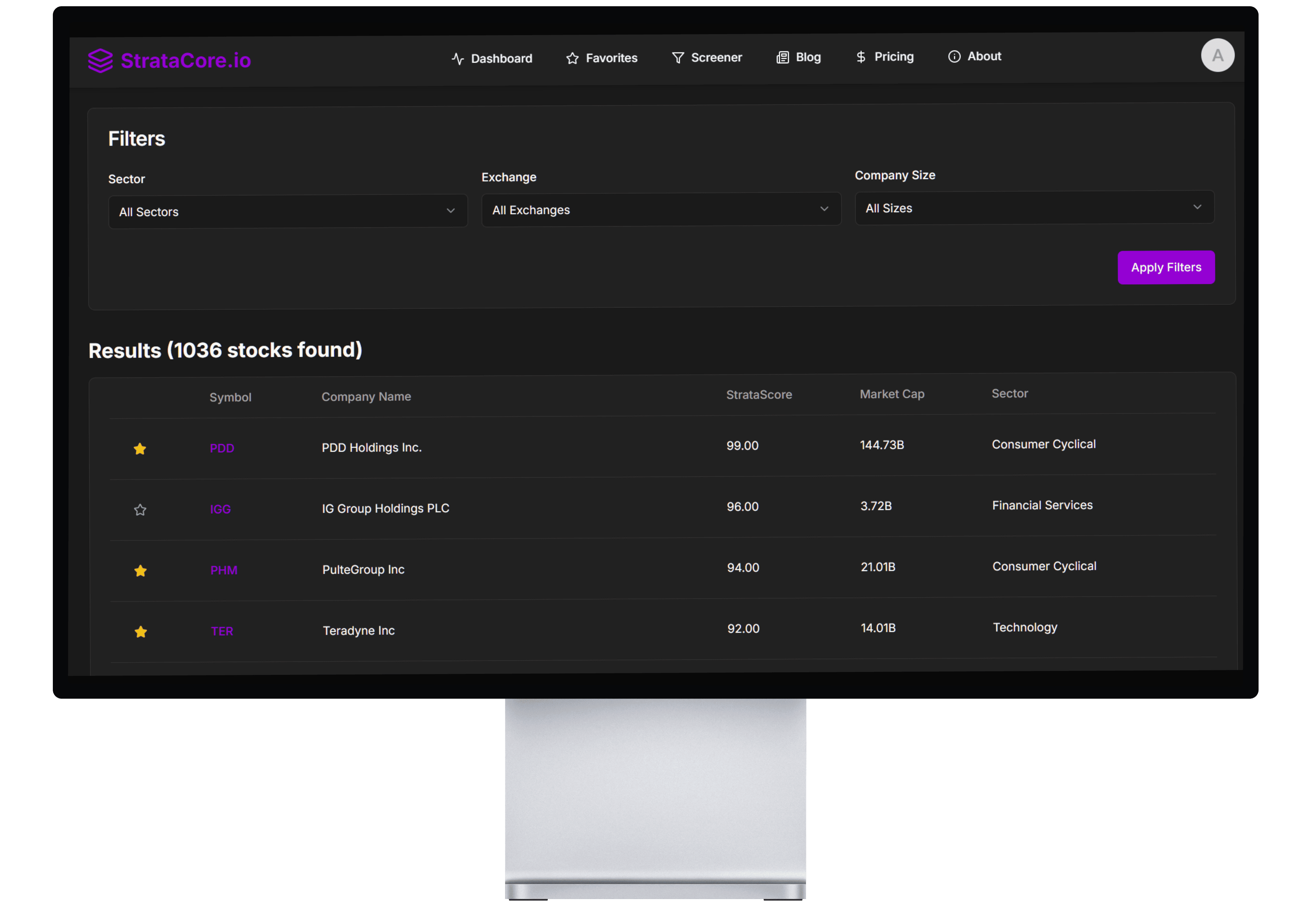 Stock Screener Example